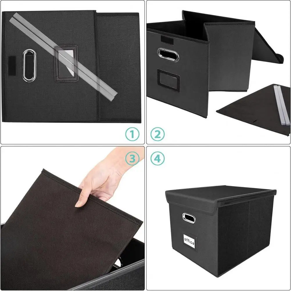 Document Organizer Metal Handle File Storage Box with Lid for Hanging Office Documents Legal Letter Size Organizer Bin Portable