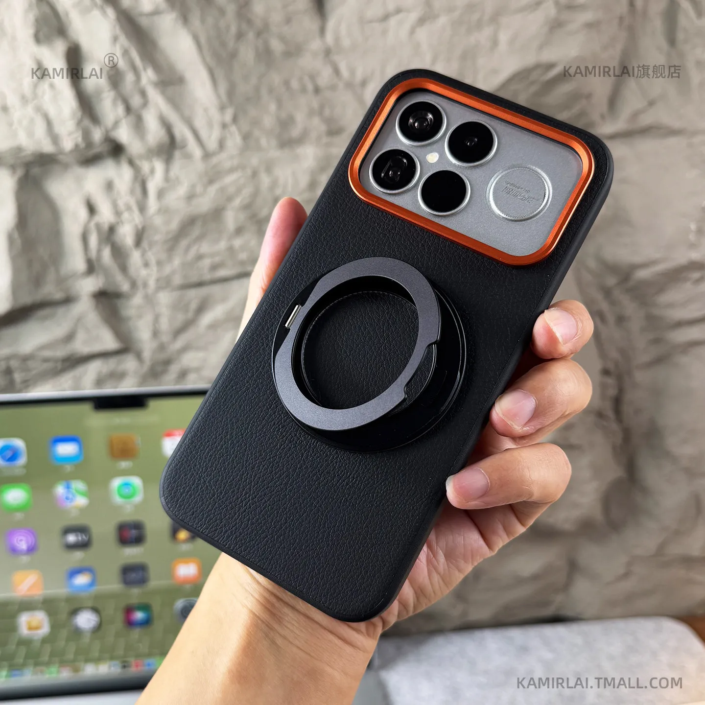 Etui do Poco F9 F8 Ultra Pro Simple 360 °   Magnetyczny obrotowy uchwyt, metalowy pierścień na obiektyw, przycisk, etui z PU skóry, odporne na wstrząsy. — zdjęcie produktu 4