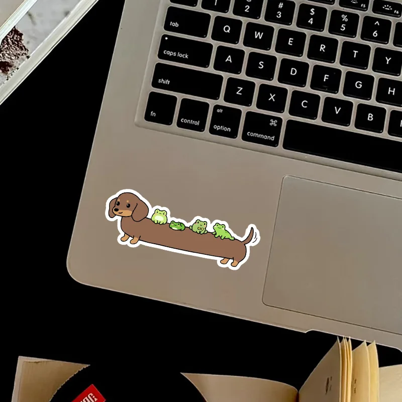 Frog long dog sticker, sausage dog sticker, die cut, suitable for laptops, water bottles, mobile phones, laptops, etc