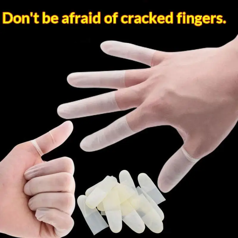 ∘Disposable Latex Finger Cots 50 Pcs Transparent Frosting Non-slip Dustless for Nail Art Electronics Repair Daily Use