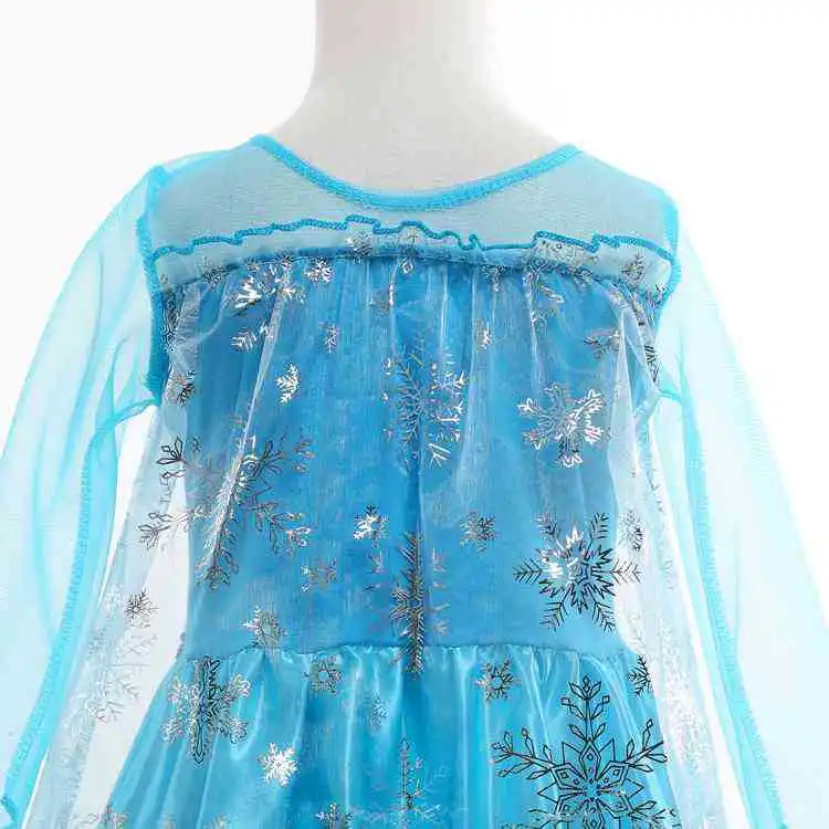 Vestido de princesa Elsa con lentejuelas para niñas, disfraz de reina de la nieve, ropa de Halloween con luz LED, 2024