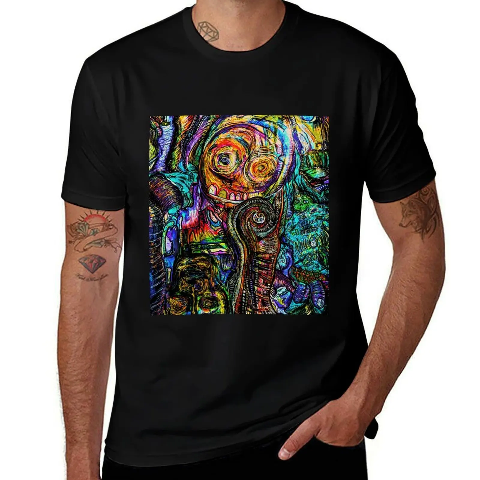 Traces of Faces T-Shirt Work Daily Short Sleeve Top