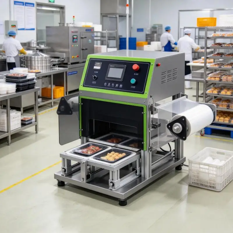Modified Atmosphere Tray Sealing Machine for Chicken Food Container Takeaway Tray Packing