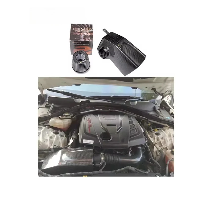 

Automotive Parts 100% Dry Carbon Fiber Cold Air Intake System for AL FA ROM EO Stelvio Giulia 2.0T
