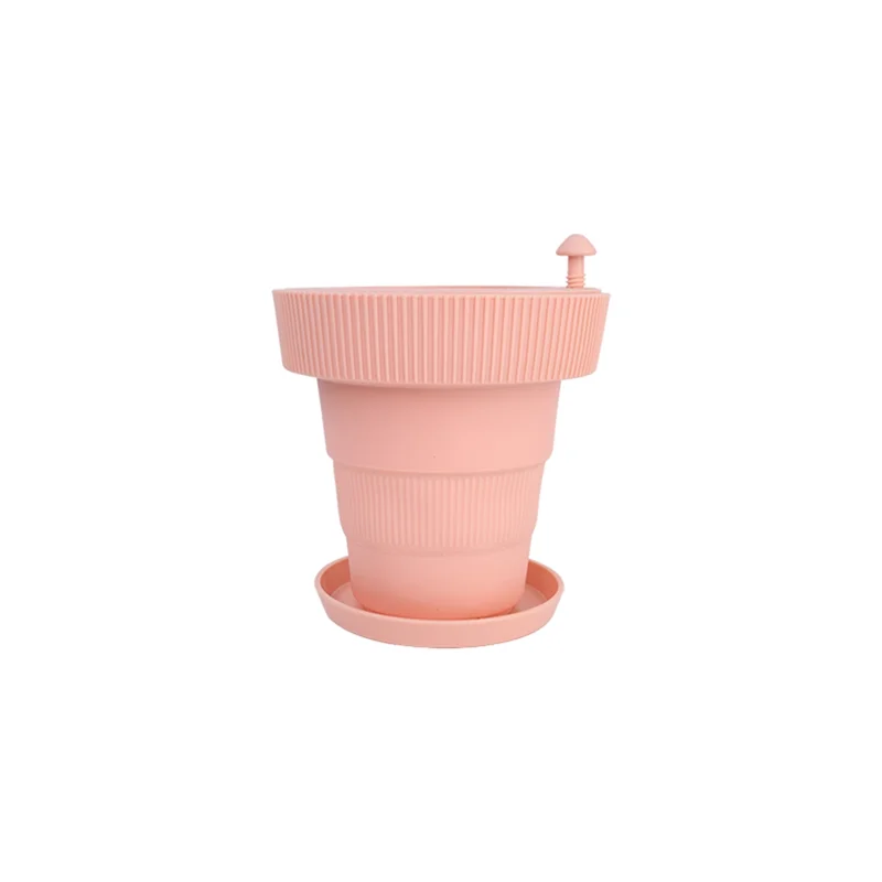 Outdoor Or Indoor Flower Pots With Self-Watering Function, Flower Pots With Drainage Holes And Plates Durable Pink