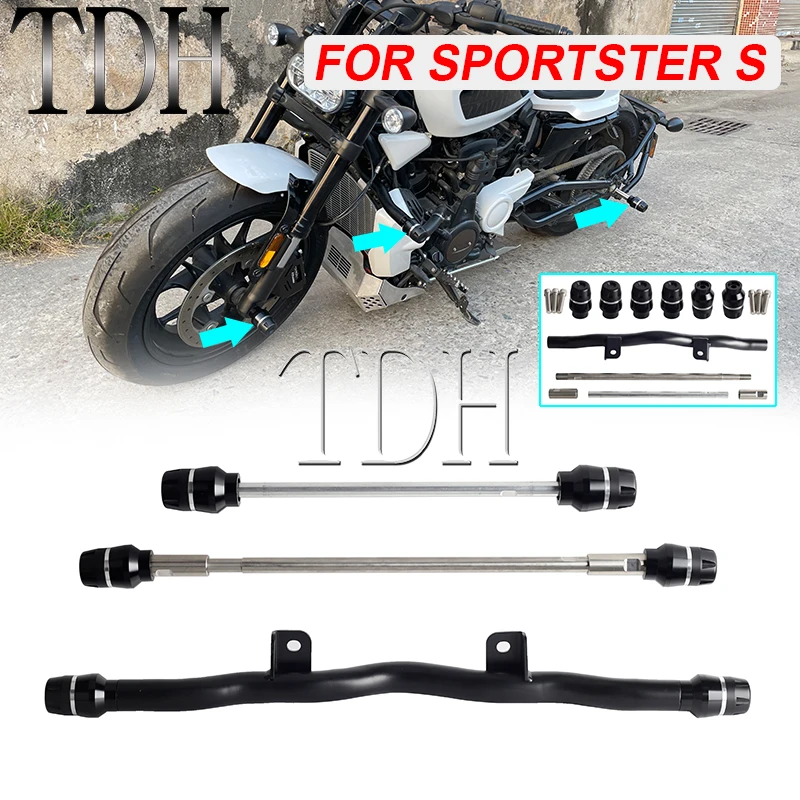 

1 Set Motorcycle Crash Bar Highway Engine Guard Bumper Bar Front Rear Axle Fork Wheel Sliders For Harley Sportster S RH1250S 21+