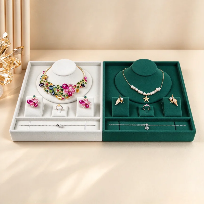 Counter Ring Earrings Organizer Tray Neck Model Necklace Display Rack Desktop Bracelet Storage Tray Luxury Jewelry Display Trays