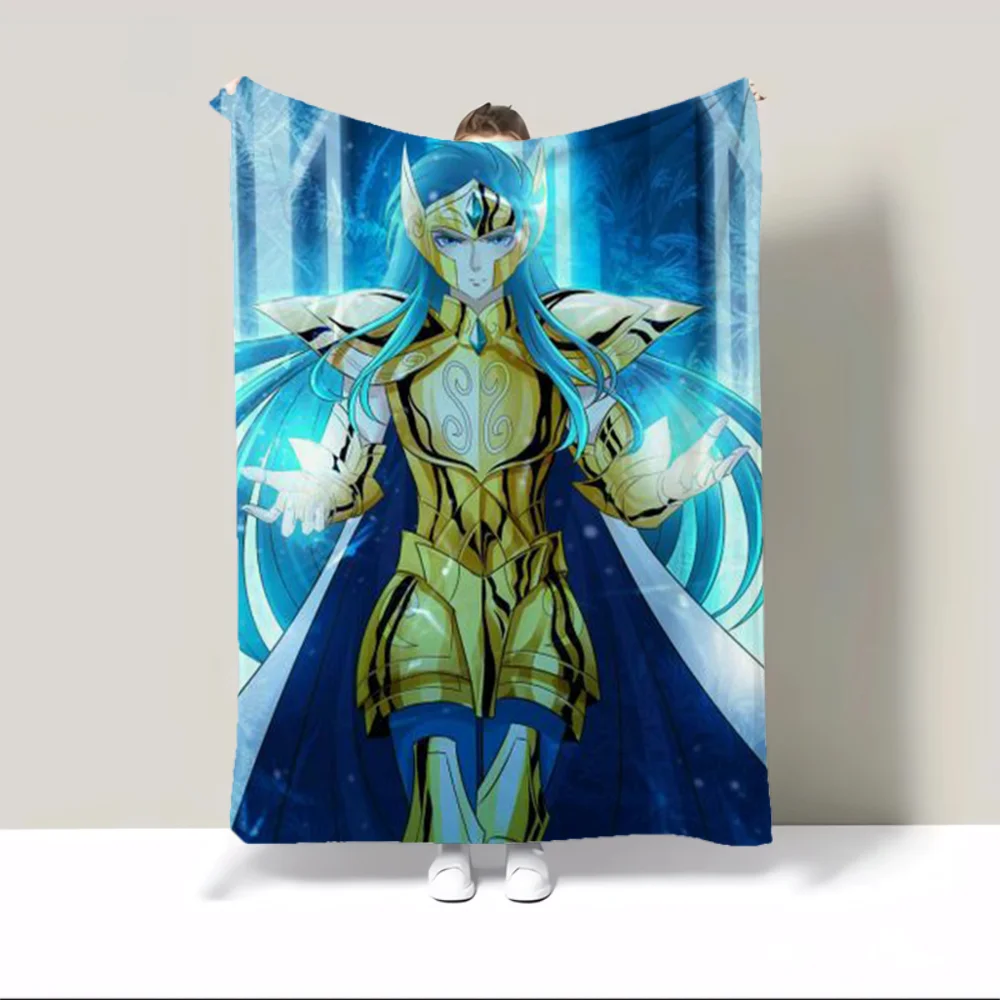 Saint Seiya Children\'s Blanket King Size Fluffy Soft Blankets and Throws Microfiber Bedding Knitted Plaid Bed Throw Beach Towel