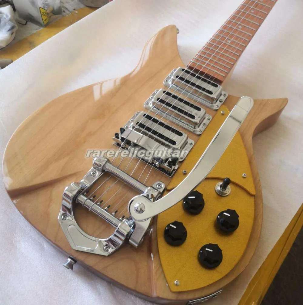 Yellow Color 325 Electric Guitar Tremolo 3 Pickups Mahogany Body Gold Pickguard
