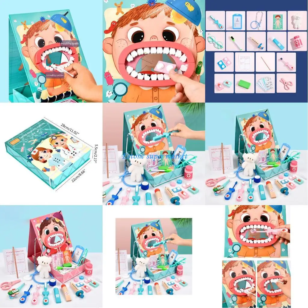 090B dentista com design criativo Super para brincar com dentes e acessórios odontológicos para crianças meninos P