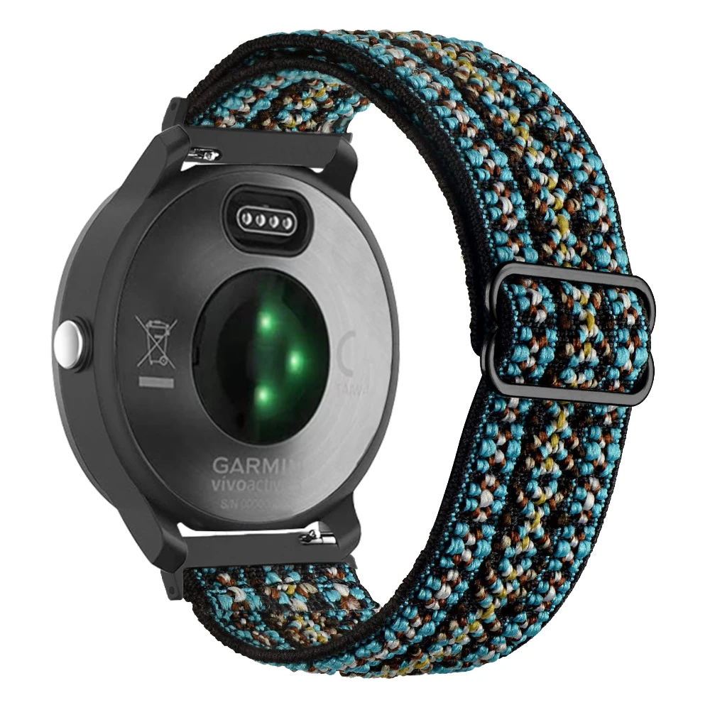 Correa de nailon de 20mm y 22mm para reloj Garmin Vivoactive 3 4, pulsera elástica Venu 2 SQ Forerunner 645 Fenix 6 5 Pro