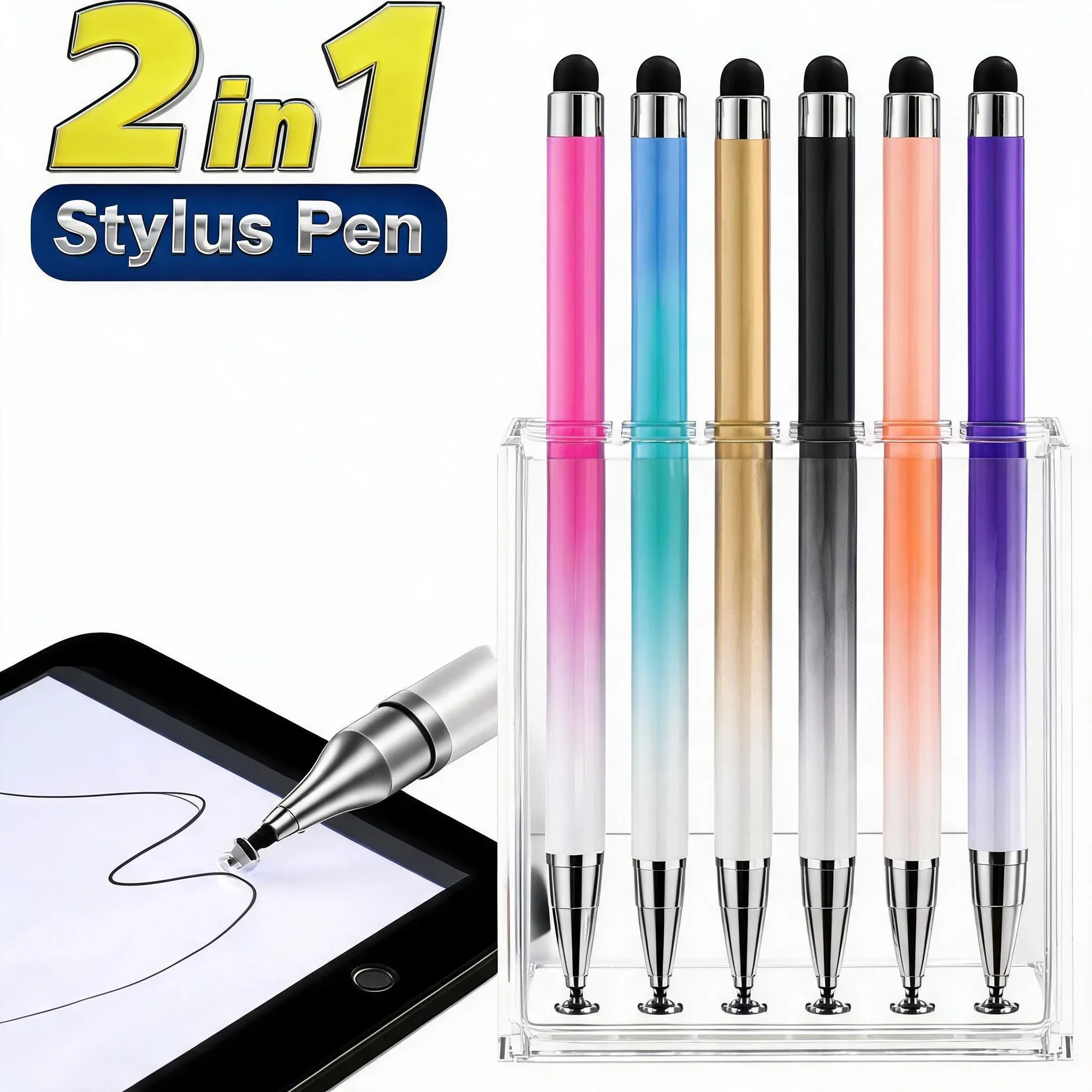4/1 Pcs Universal 2 in 1 Stylus Pen for Smart Phone Tablet Drawing Capacitive Pencil Android Screen Touch Pen For iPhone Samsung