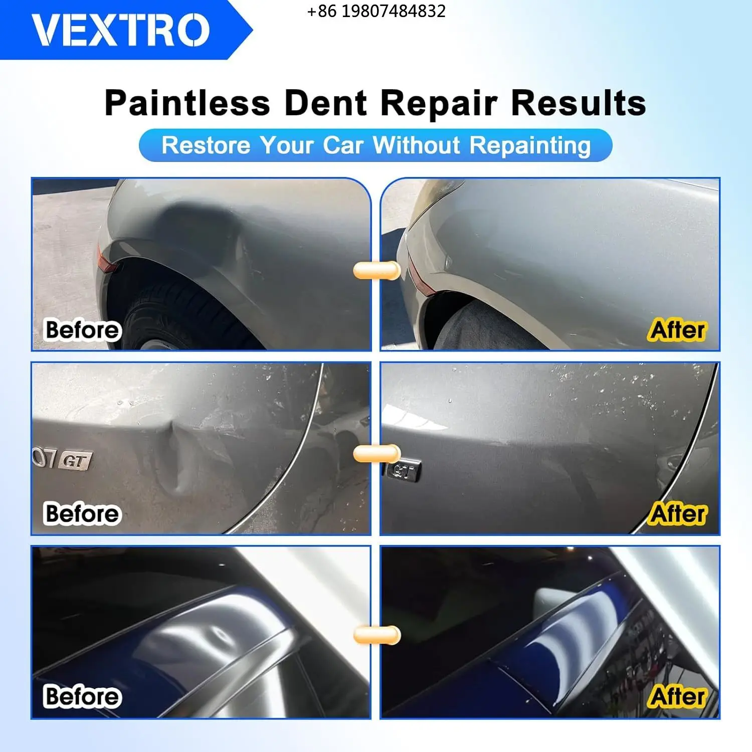Paintless Dent Repair Kit (PDR) Dent Puller Metal Dent Lifter Slide Hammer Glue  for Car Auto Body Hail Damage Removal