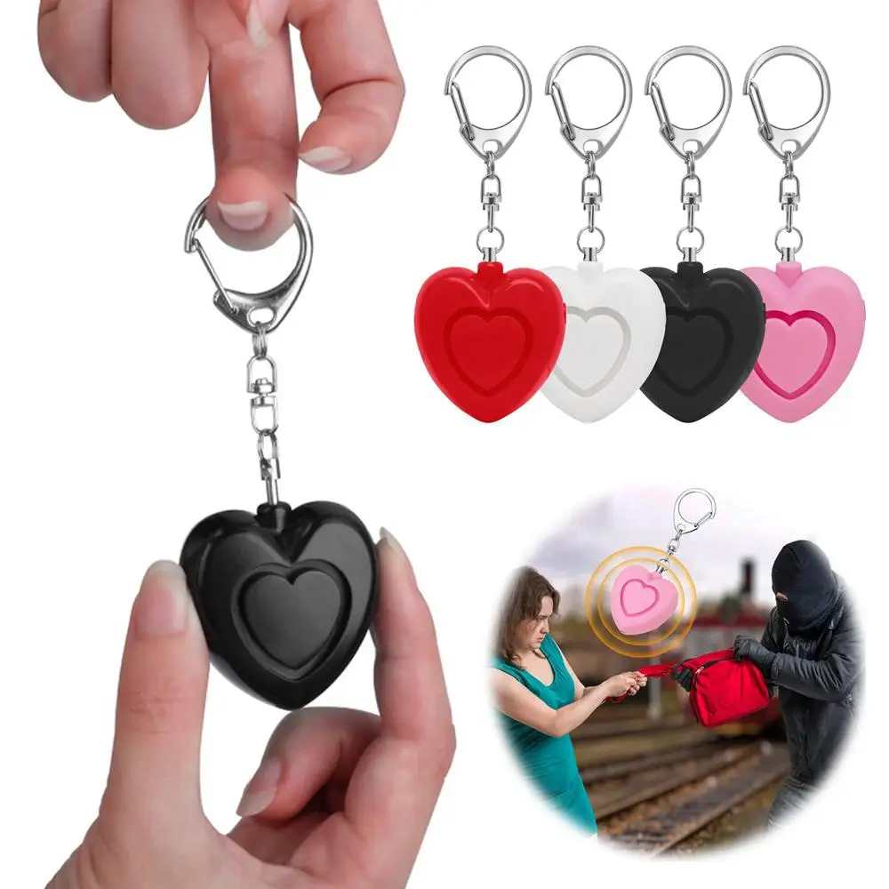 Heart-shaped Anti-wolf Alarm with Lamp High Decibel Kid Call for Help Alarm Female Self-defense Mini Alarm Portable Protection ﻿