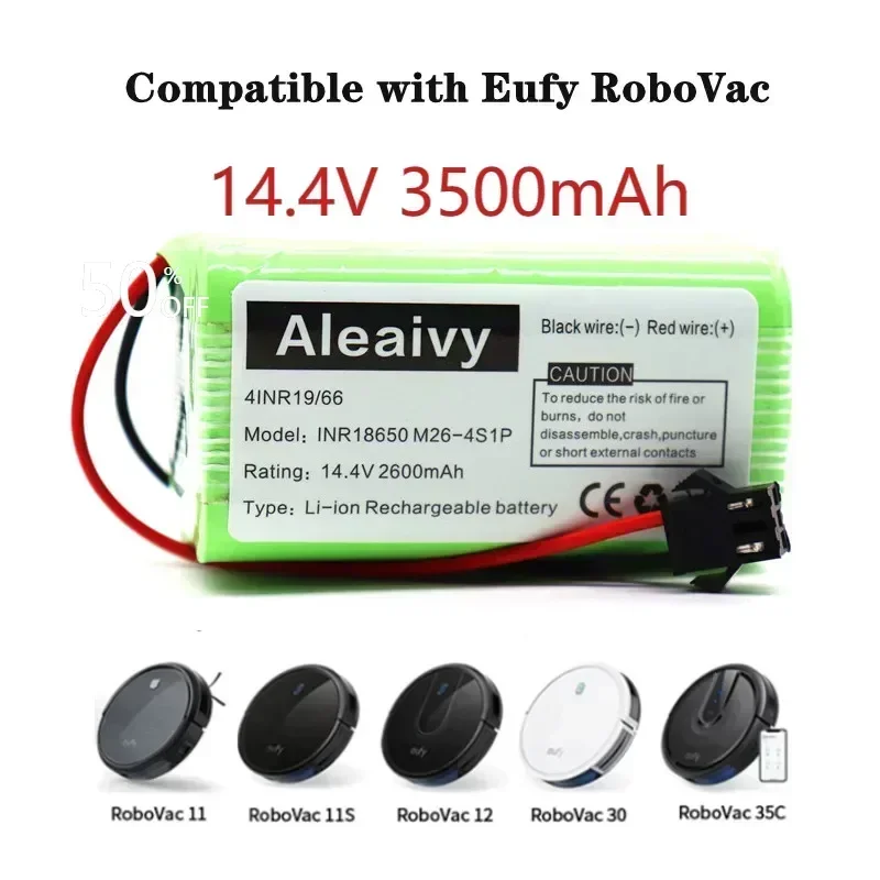 14.4V 3500mAh Li-ion Battery for Conga 990 1090 Tesvor X500 Ecovacs Deebot N79 N79S DN622 Eufy RoboVac 11 11S RoboVac 30