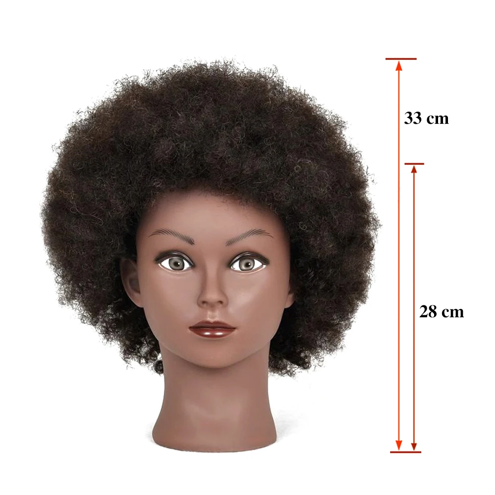 Plussign-Tête de mannequin afro pour salon, tête d\'entraînement, cheveux humains, têtes d\'entraînement à la coiffure, vrais cheveux noirs, DUNIButter