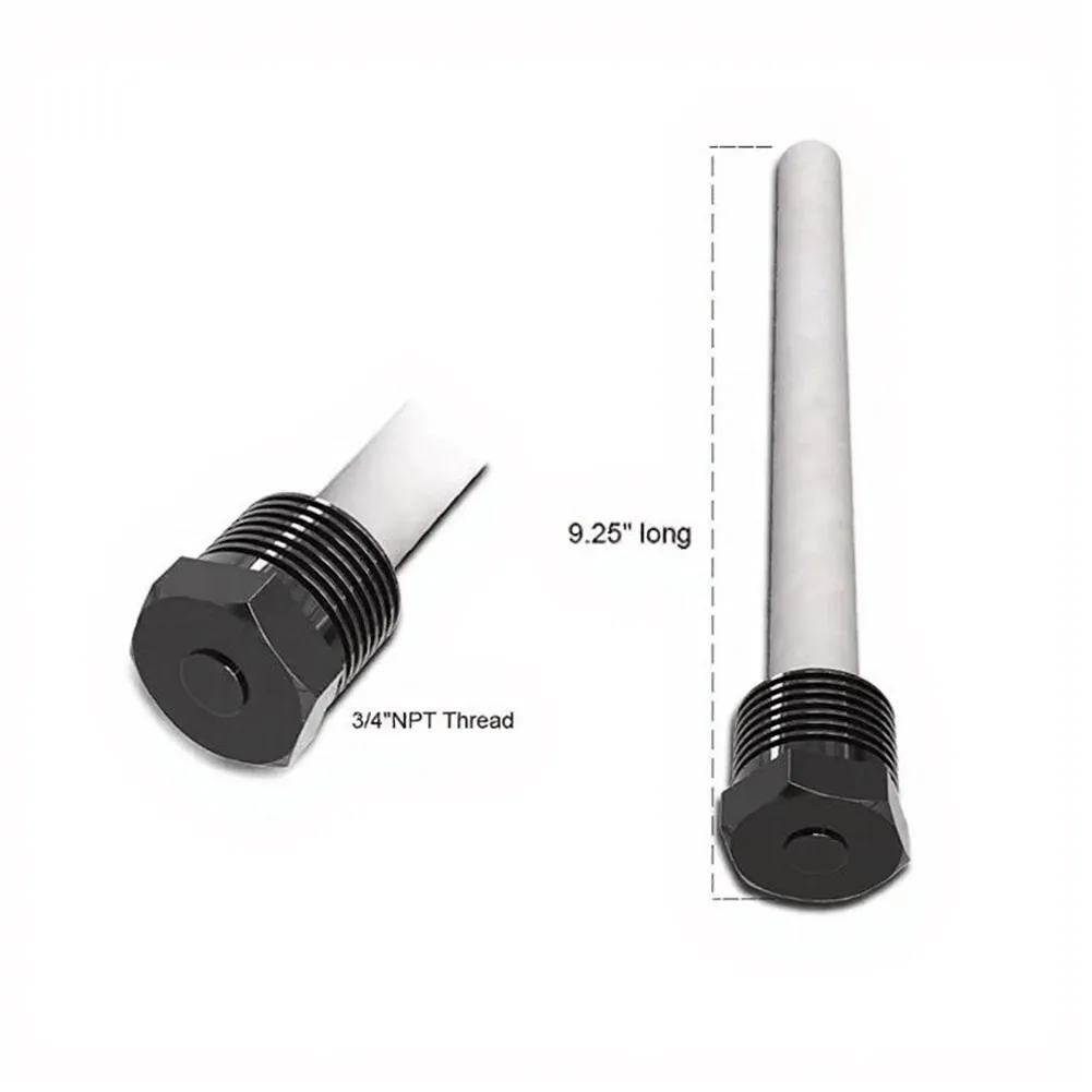 Aluminum Zinc Anode Rod 9.25in Length 3/4 Thread Two Pack for RV For water Heater and Home System Compatibility