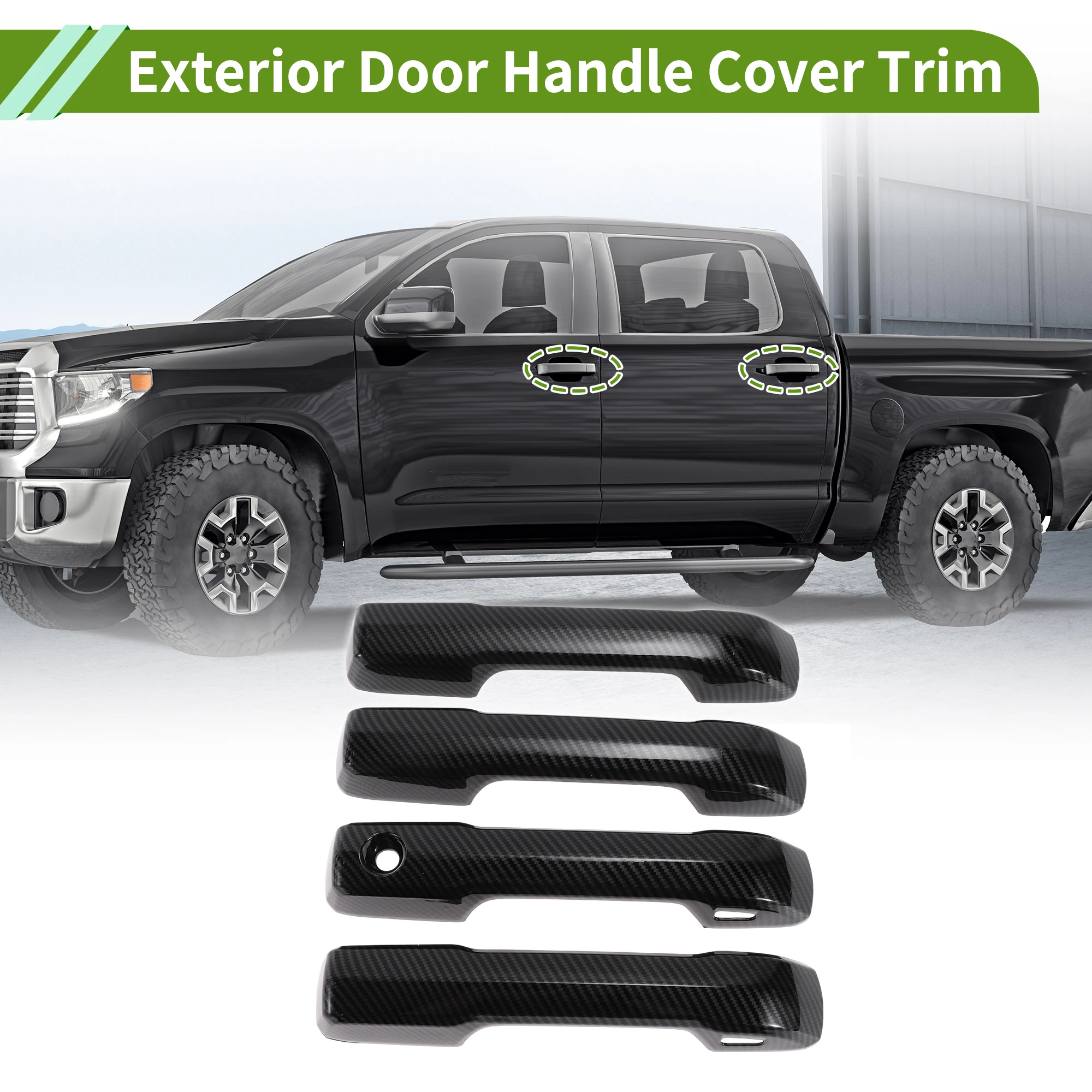 

UXCELL Exterior Door Handle Cover Trim for Toyota Tundra 2022-2024 Carbon Fiber Black