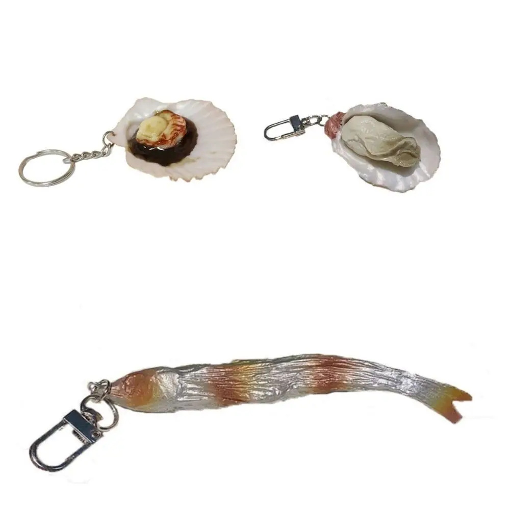 Creative Simulation Food Key Chain Interest Fashion Oyster Scallop Model Key Ring Cute Clam Scallop Model Pendant