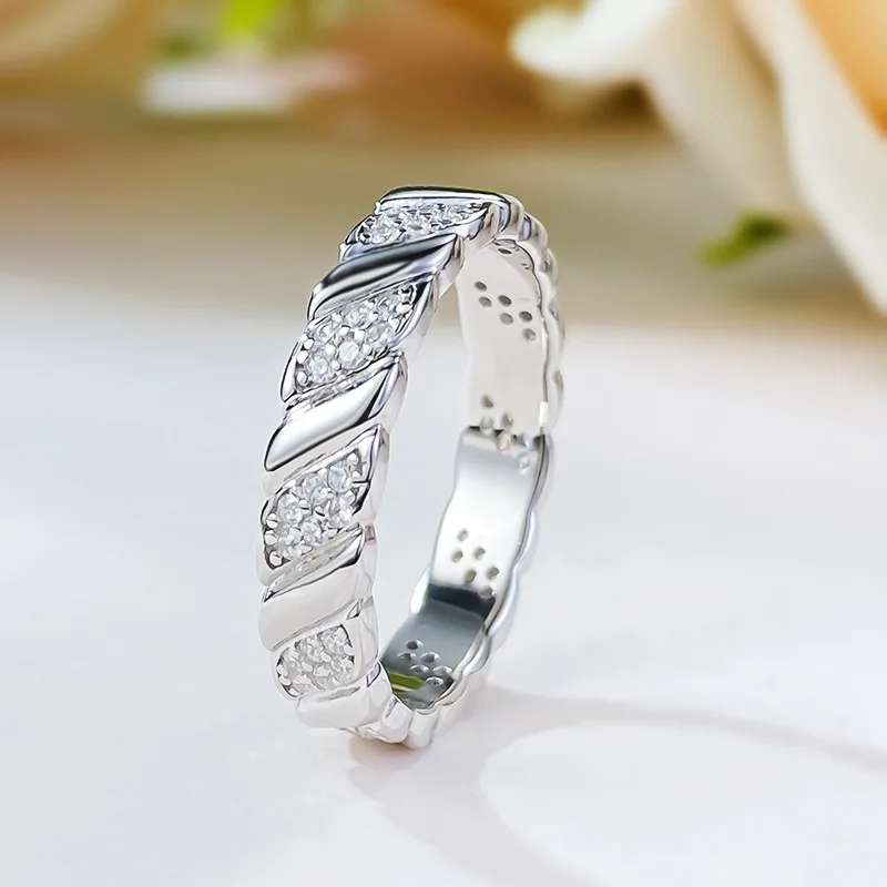 S925 Sterling Silver New Instagram Style Tie Set Diamond Ring Fashion Zircon Ring Personalized Temperament Ring