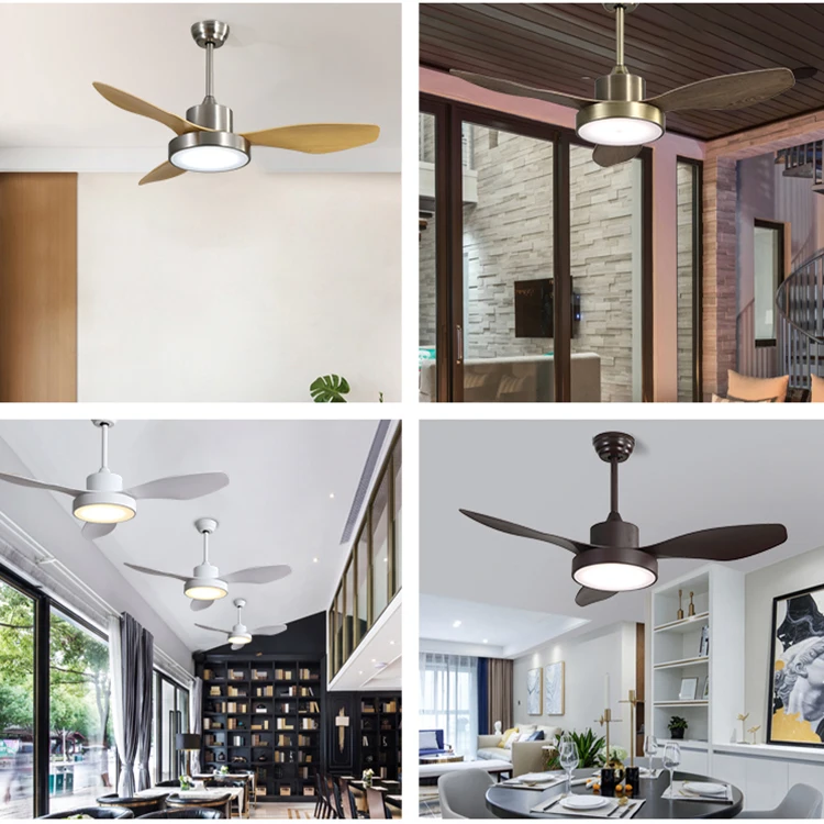 Sofucor Ventilador de teto moderno de 47 polegadas com LED DC 6 velocidades de alta velocidade do vento com controle remoto para ambientes internos