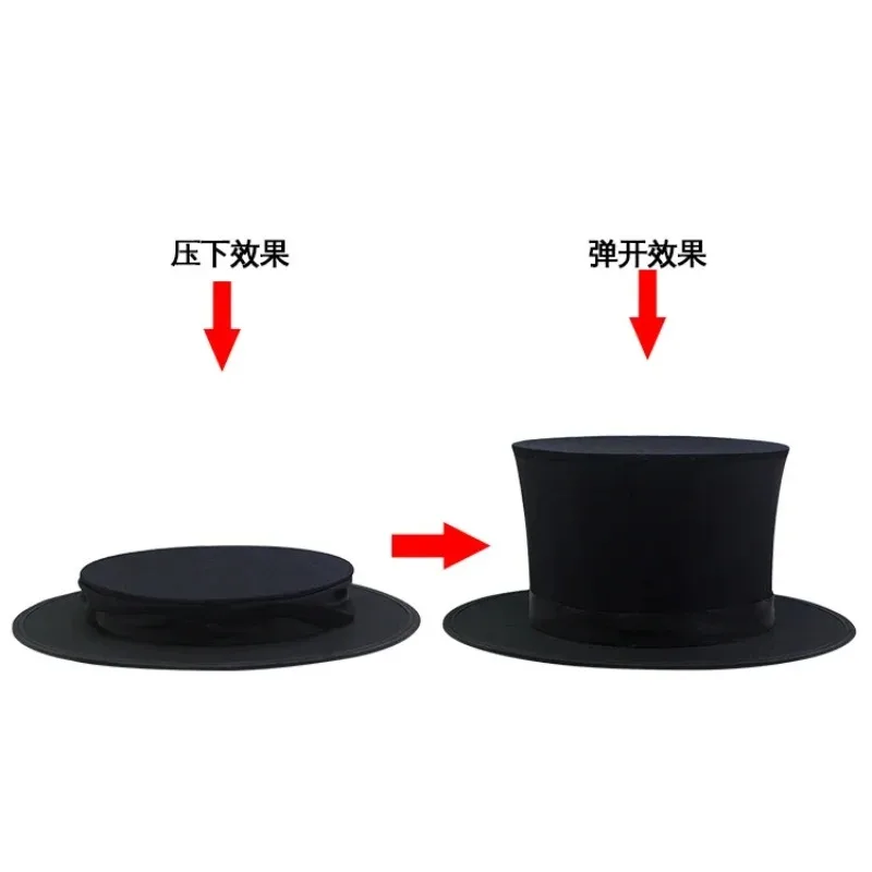 Folding Top Hat Magic Tricks Gimmick Set - Appearing And Vanishing Objects Spring Style Stage Props Accessories for Performers