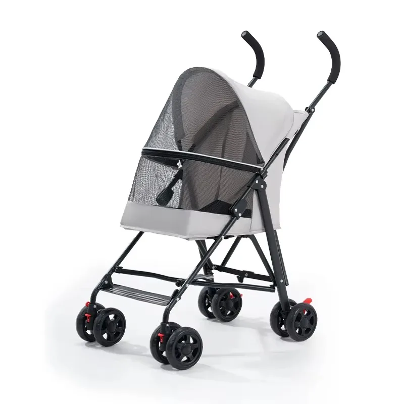 

Коляска для животных 360 ° Универсальная коляска для домашних животных с поворотными передними колесами, амортизацией и легким складыванием