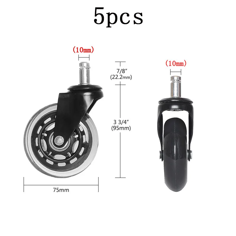 5 sztuk uniwersalne kółka meblowe 3 Cal gumowe 360 stopni obrotowe bezpieczne rolki ciche kółka do krzeseł biurowych