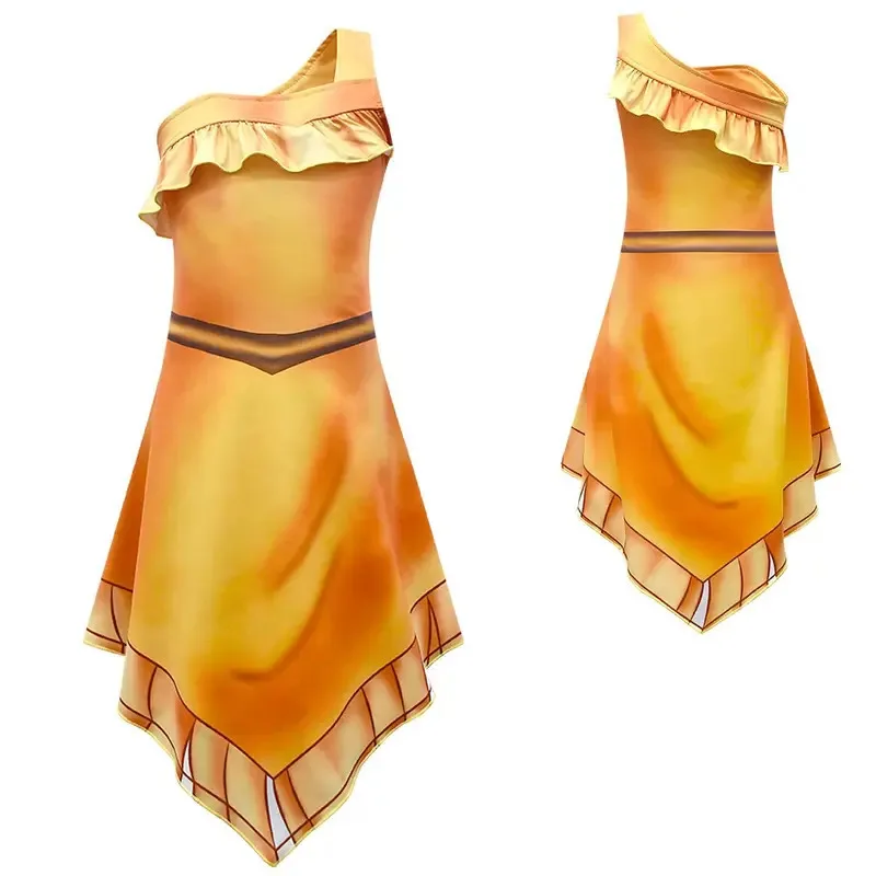 

Новинка 2025 года, принцесса Покахонтас для девочек с ожерельем, сумка, детская пляжная индийская одежда, платье для дня рождения на Хэллоуин, C ☆ wrl ☆