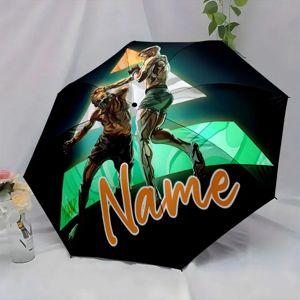 Custom Name Dynamic Fighter Design Umbrella 8 Iron Ribs Folding Umbrella Auto-Open Fashionable Sunshade Deluxe Gift