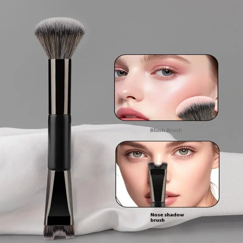 Juego de brochas de maquillaje profesional, 2/3 Uds., base en forma de U de doble cabeza, brochas de contorno de sombra de ojos negra, Kit de cosméticos de viaje