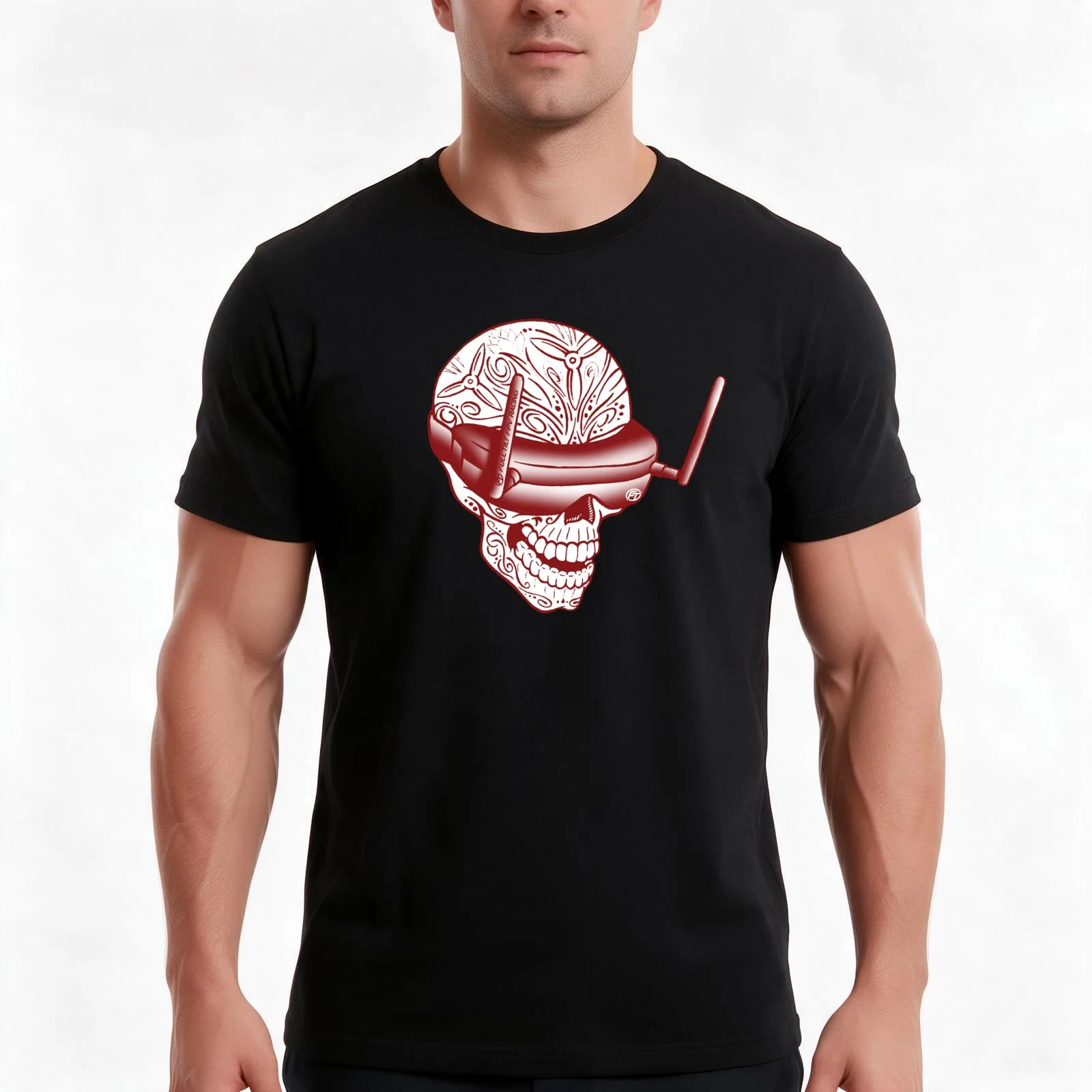 Full Tilt FPV Skully Graphic T-Shirt Summer Casual Cotton Tee Oversized Streetwear Tops Vintage Graphic Print 100% Cotton