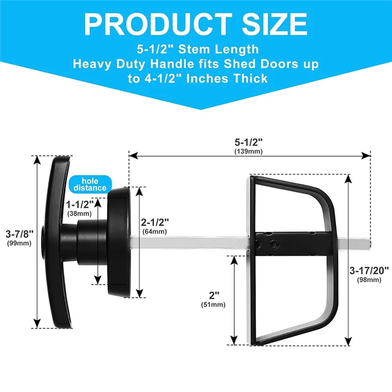 A11I T-Handle Shed Door Locking System, Secure And Robust, With 2 Keys For Barns, Chicken Coops - 5.5 Inch Stem