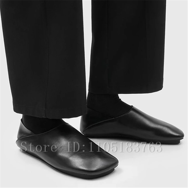 

New Fashion Men Square Toe Loafers Niche Design Slip On Flats Trendy Comfortable Casual Single Shoes