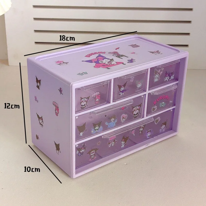 Imagem -06 - Miniso Sanrio Organizador de Mesa com Adesivos Kawaii Caixa de Armazenamento com Gavetas Hello Kitty Cinnamoroll Minha Melodia Decoração do Quarto Bonito