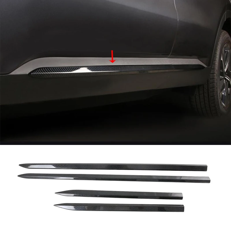 

Car Accessories For Kia Sorento 2021 2022 2023 ABS Chrome carbon Side Door Car Body Molding skirts scratch Cover Trim 4PCS