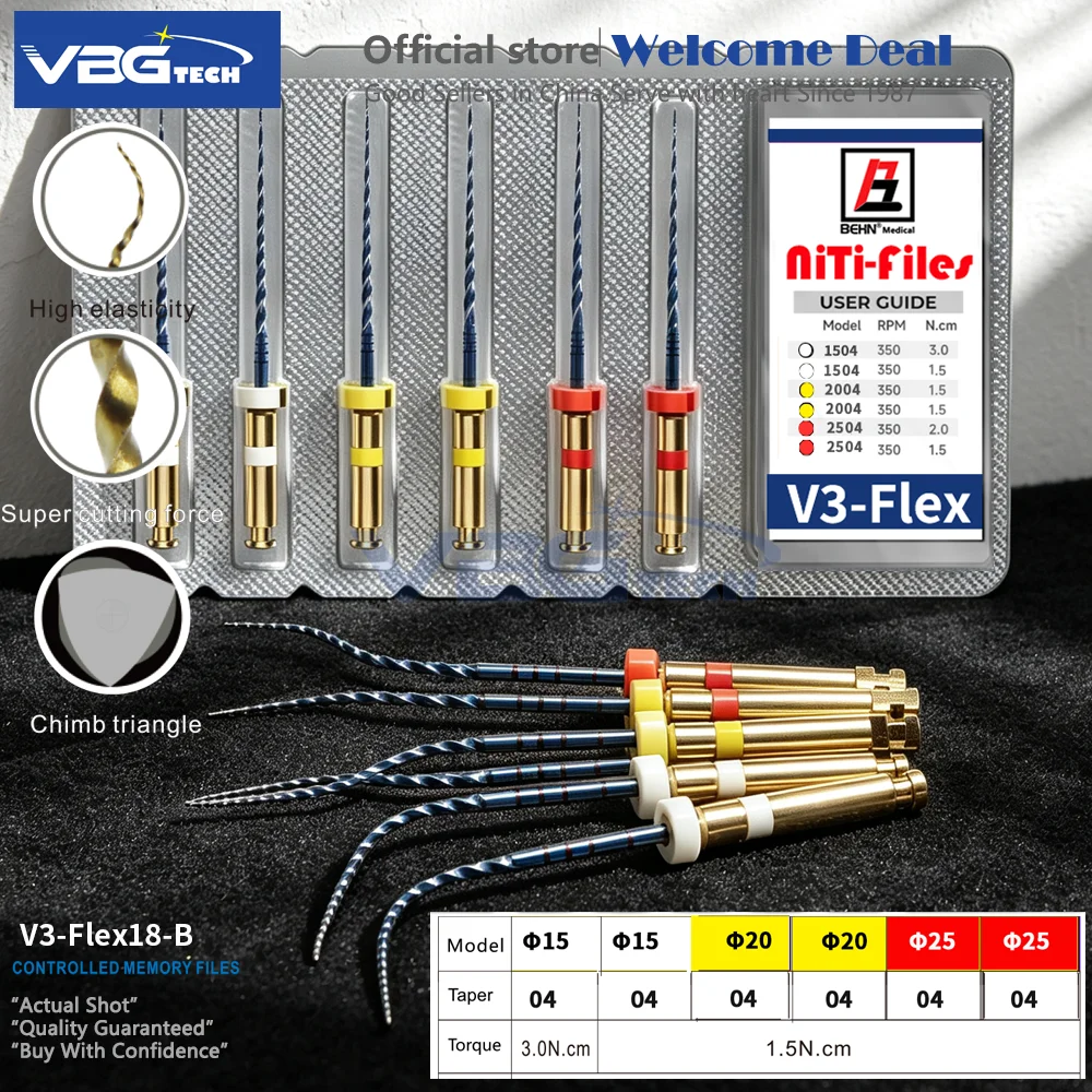 6Pcs/Pack Dental Endodontic Files 04 Taper 10# 19# Endo Rotary Endodontics Files45-80# Root Canal Files for Endomotor Dentistry