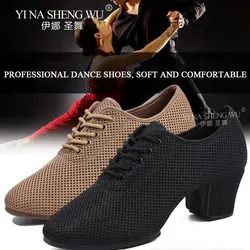 Latin Dance Shoes Adult Women Ballroom Professional Dancing Soft Soled Shoes High Heels Ladies Practice Training Dance Shoes