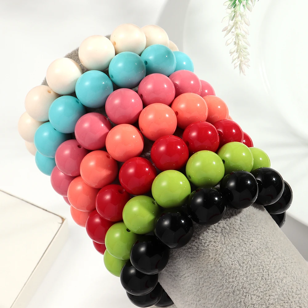 Böhmischer Trend, Acryl, bunte runde Perlen, Damen-Handarmbänder, Boho-Harz, stapelbare Perlen, dehnbares Armband, 2025, Schmuck, Geschenk – Detail 11
