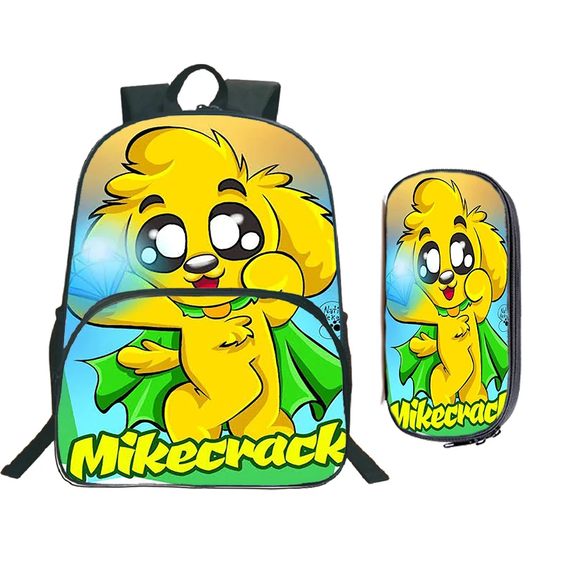Mochila escolar con dibujos de Mikecrack para niños y niñas, Mochila 3D Compadretes, mochilas escolares con cremallera, mochila de Anime, 2 unidades/juego