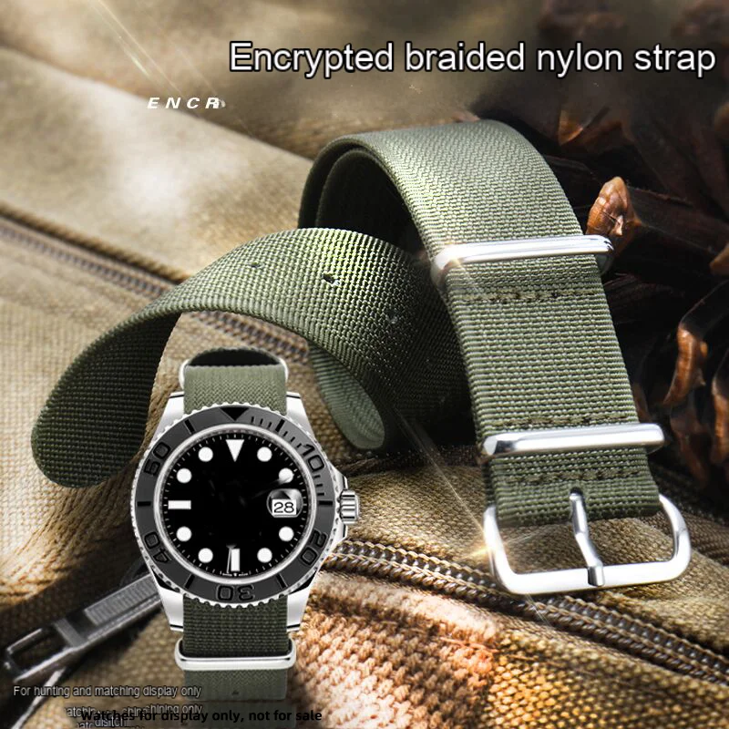 20mm 22mm Nylon Watch Strap for Rolex Water Ghost SEIKO TIMEX Hamilton Tudor Men's Braid Fabric Bands Thickening Nylon Bracelet