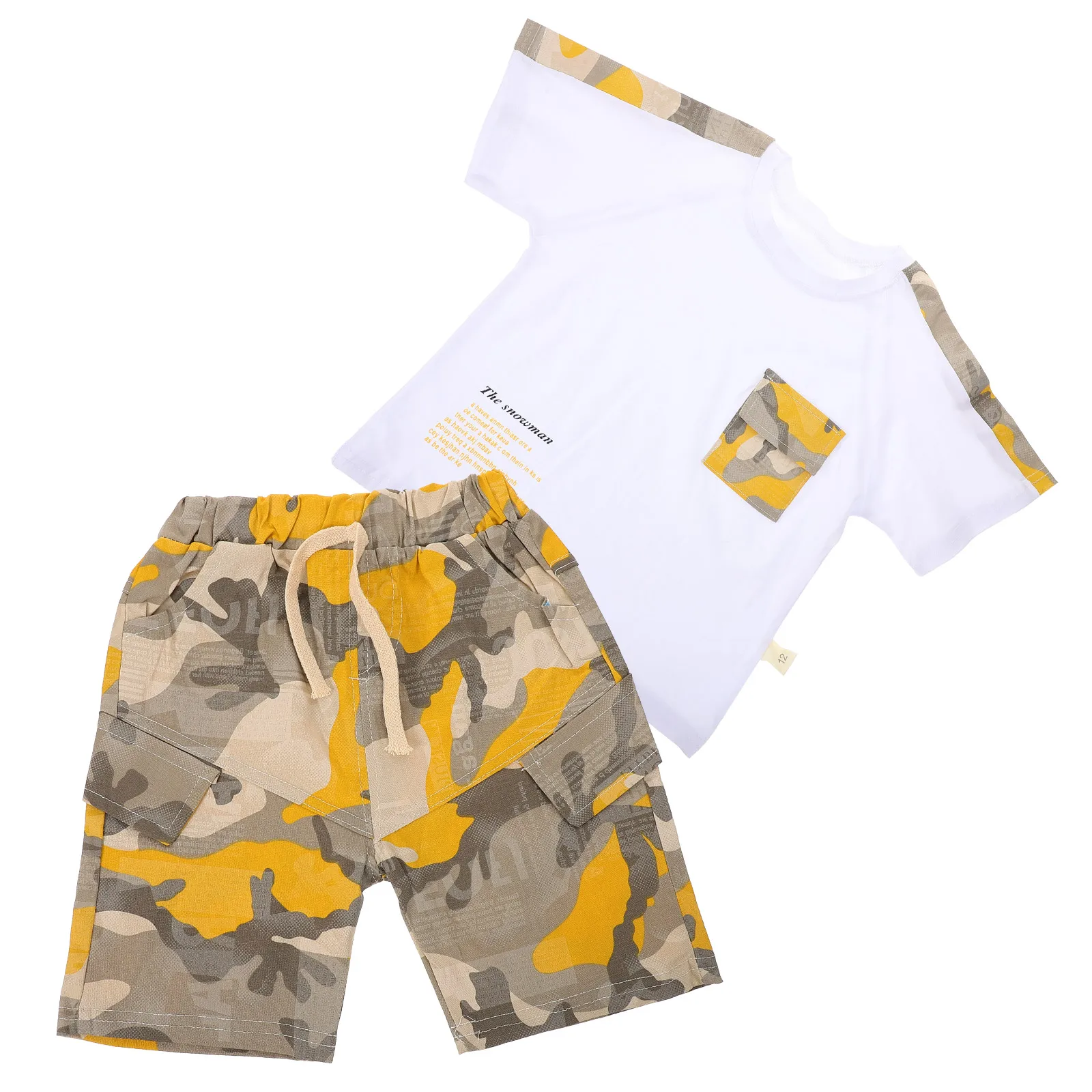 

1 set 1 Boy Summer Outfit Short Sleeve 2 Piece Set Toddler Clothes T-Shirt Pant Lightweight Breathable Playwear Casual Wear