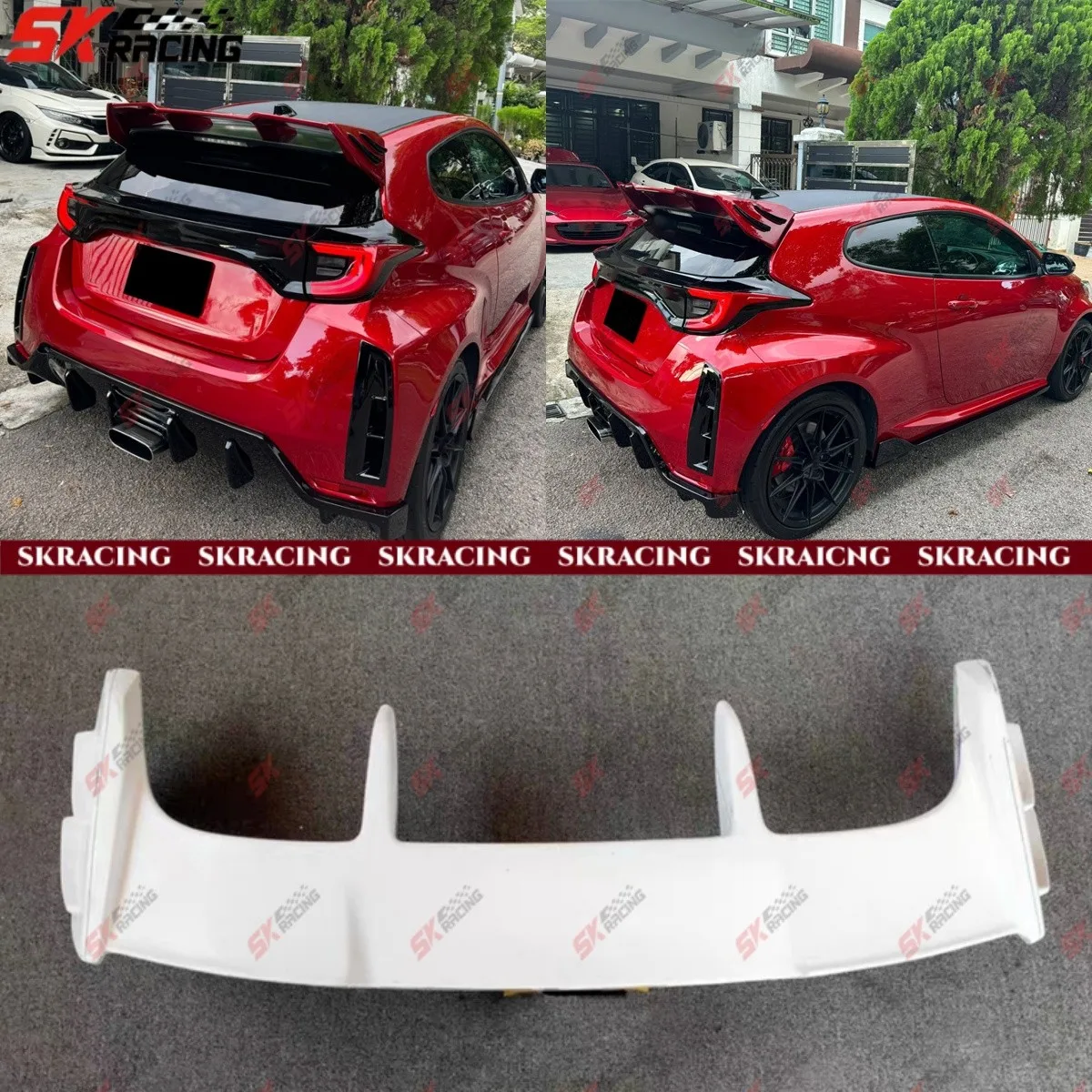 

Carbon Fiber/Glossy Black FRP Rear Roof Spoiler Wing For Toyota GR Yaris 2021-25