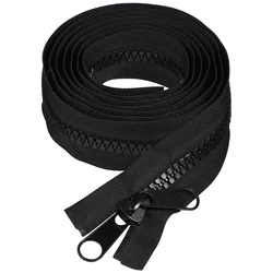 200CM Black Lengthen Resin Zipper Separable Double Sided Durable Zipper with Retaining End for Sleeping Bag Heavy Duty