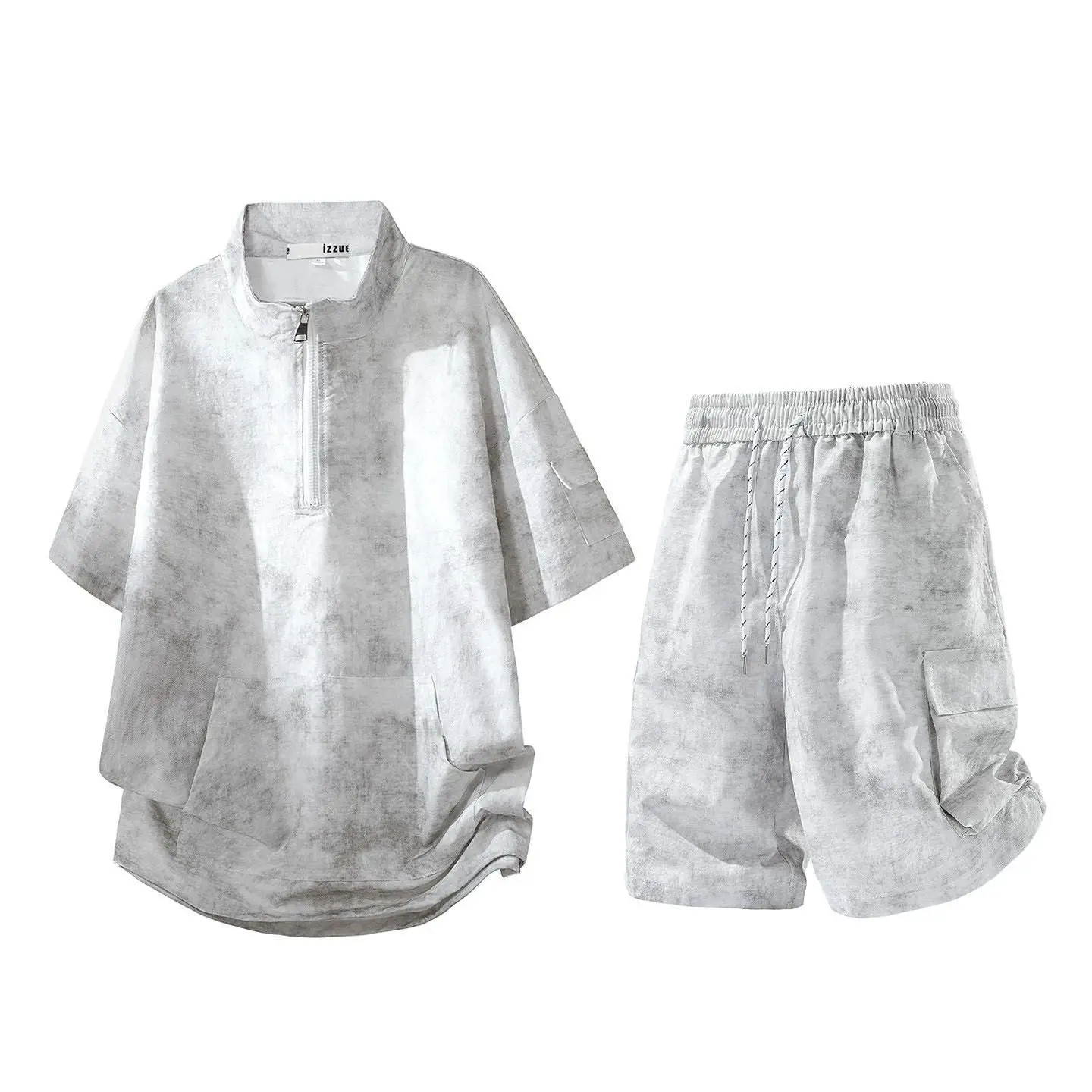

Loose Men's Short Sleeve Tie Dye T-Shirt Set Summer Casual Outfit Polyester Shorts Two-Piece Set Versatile Comfortable Fit