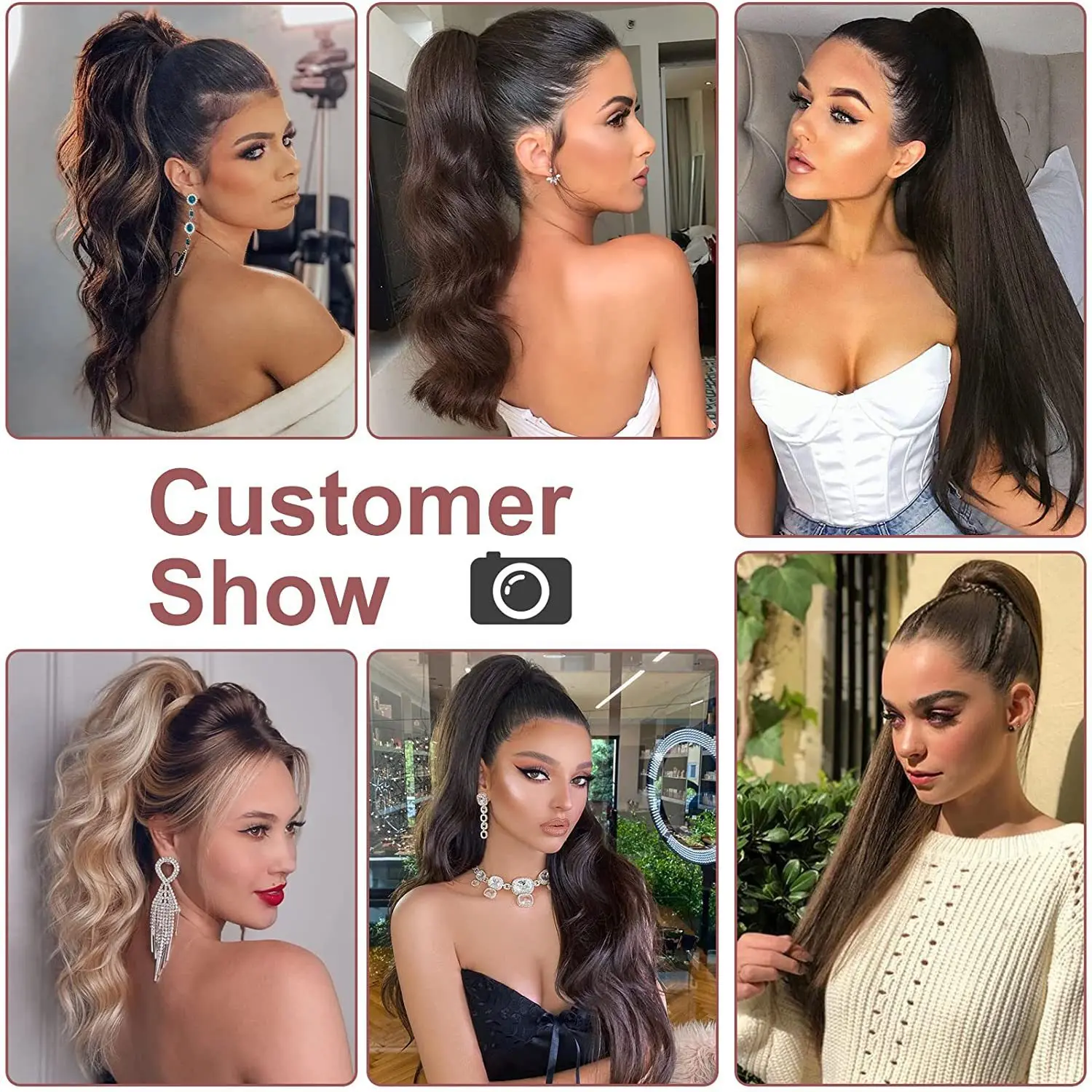 18Inch Long Synthetic Ponytail Grab Clip Curly Wavy Clip in Hairpiece Ponytail Hair Extensions for Women