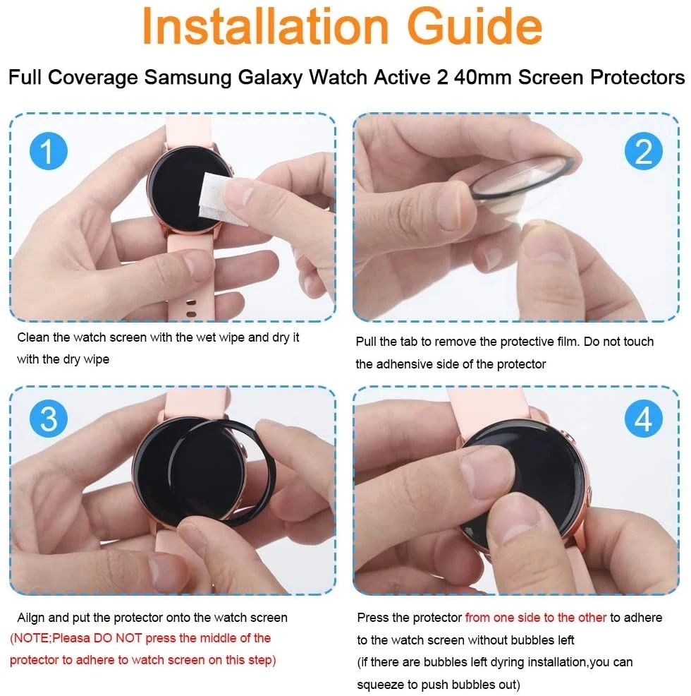 1/3/5PCS Full Screen Protector For Samsung Galaxy Watch Active 2 40mm 44mm Protective film For Galaxy Watch 4 5 Pro 45mm Film