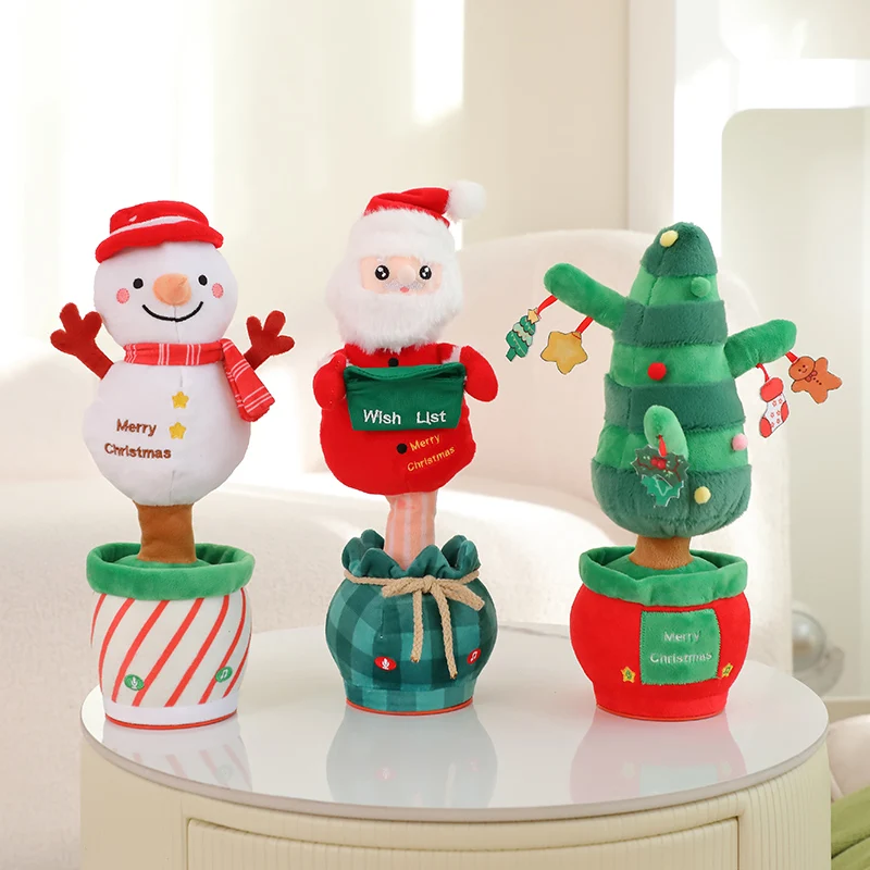 Creative Electronic Toys Christmas Series Dance Music Mimics Talking Christmas Tree Santa Snowman Stuffed Toys For Boys Girls