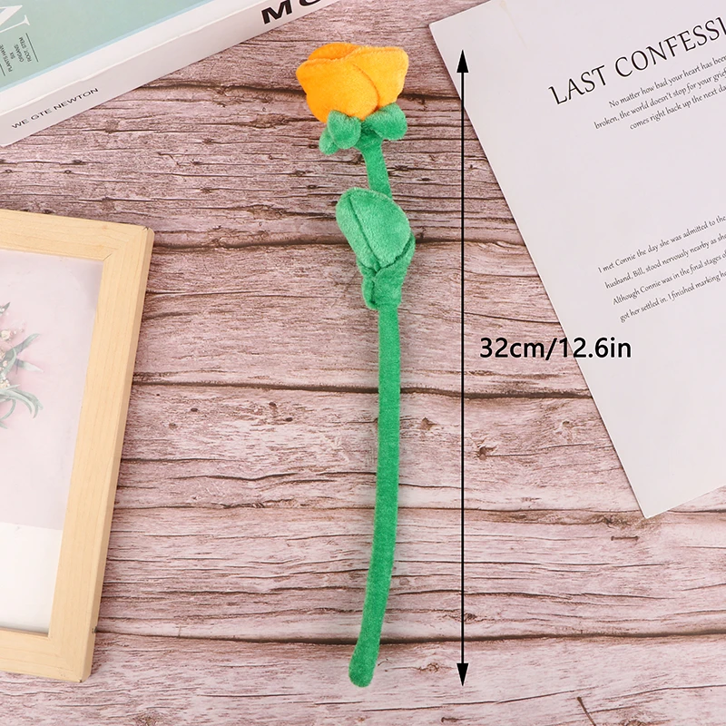 1Pc Cartoon Rose Flower Stuffed Soft Plush Toy Creative Curtain Buckle Home Decoration Christmas Valentine\'s Day Gift For Girls