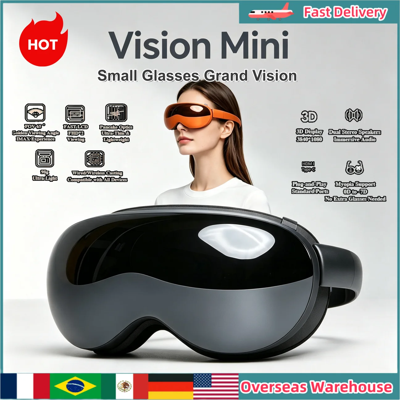 Smart Glasses Ar - VISION MINI Wearable VR Glasses Can